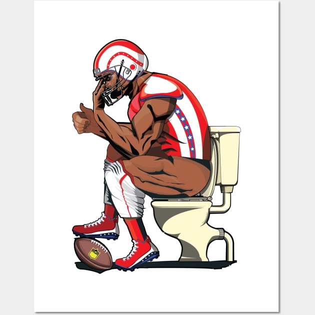 American Football Player on the Toilet Wall Art by InTheWashroom